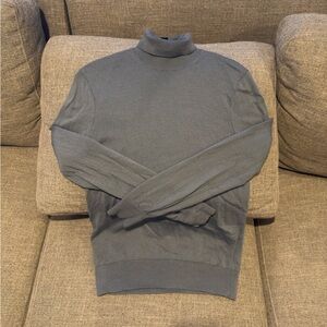 Club Monaco Men's Grey-Blue Turtleneck Sweater